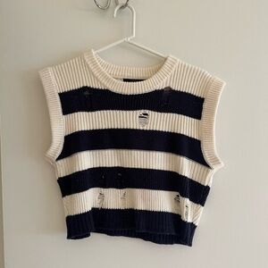 Cider Black and Cream Striped Sleeveless Top